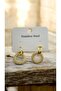 Steel Gold Color Zircon Stone Hoop Earrings