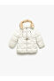 Long Sleeve Faux Fur Detailed Belted Hooded Coat