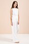 Ecru Wide-Leg Pants Girl's Linen Cropped Suit 23450 - 3