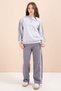 Gray Striped Detail Wide Leg Embroidered Girls Oversized Tracksuit Set 23453 - 2