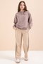 Beige Striped Detail Wide Leg Embroidered Girls' Oversized Tracksuit Set 23456
