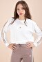 Brown Striped Detail Wide Leg Embroidered Girl's Oversized Tracksuit Set 23455 - 6