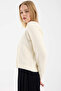 Bearded Knitwear Cardigan with Metal Button Detail - Bone - 5