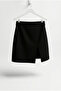 Black Front Slit Women's Shorts Skirt - 6