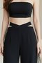 Women's High Waist Belt Detailed Wide Leg Pants Palazzo Pants - 4