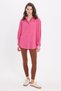 Women's Oversized Wide Cut Wrinkle Detail Long Sleeve Textured Pink Shirt - 6