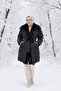 Women's Feather Detailed, Belted and Pocketed Puffer Black Coat - 2