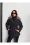Baklava Pattern Collar Fur Padded Coat - 4