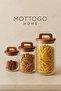 Acacia Lid Glass Jar Set of 3 – 1400 ml / 1050 ml / 750 ml Storage Jar