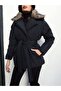 Baklava Pattern Collar Fur Padded Coat - 3