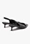 Gioia Black Patent Leather Pointed Toe Open Back Low Heel Shoes - 6