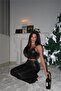 Women's Black Glitter Detailed Strappy Crop Pants Two-Piece Set - 2