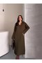 Women's Corded Fabric Polo Neck Knitwear Dress - 5