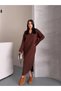 Women's Corded Fabric Polo Neck Knitwear Dress - 3