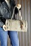 Kum Genuine Cowhide Suede Zippered Three-Compartment Daily Large Shoulder Bag with Bead Accessories - 7