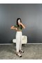 Women's White Balloon Model Elastic Waist piped Ankle Pantalon Leggings - 3