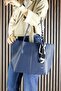 Navy Blue Vegan Magnetic Closure Large Size Daily Shoulder Bag and Handbag with Strap - 2