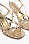Vera Gold Patent Leather Cross-Strapped Ankle Strap Thin Heeled Shoes - 6