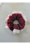 Red Plaid New Year Scrunchie, Elastic Bagel Hair Tie - 3