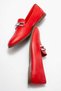 Women's Genuine Leather Loafers Crystal Buckled Casual Shoes Red Milano - 6