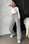Gray Striped Women's Knitwear Pants Sh333 - 5