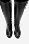 Lensa Black Skin Genuine Leather Zippered Women's Thick Heeled Boots - 2