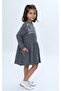 Girl's Printed Relax Fit Crew Neck Drop Shoulder Long Sleeve Printed Dress - 2