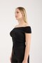 Women's Off Shoulder Bardot Neckline Draped Stretchy Cotton T-Shirt Blouse 6003 - 2