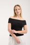 Women's Off-Shoulder Bardot Neck Cotton Stretch Fabric Fit T-Shirt Blouse Body 6002