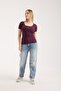 Women's Corded Fabric Ribbed Knit Patch Snap Button Short Sleeve Fitted Cotton T-Shirt 6001 - 7