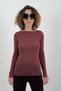Plum boat neck modal cashmere blouse - 4