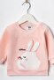 Baby Girl 3-6-9 Months Rabbit Embroidered Ribbed Cuff Collar Snap Fastener 2-Piece Set - 3