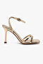 Nikita Gold Patent Leather Ankle Strap Thin Heeled Shoes