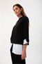 Organic Cotton Paneled Women's Black Long Sleeve Blouse - 6
