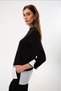 Organic Cotton Paneled Women's Black Long Sleeve Blouse - 2