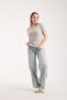 Women's Corded Fabric Ribbed Knit Patch Snap Button Short Sleeve Fitted Cotton T-Shirt 6001 - 5
