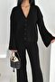 Women's Standard Size V-Neck Buttoned Knitwear Bottom-Top Set - 4