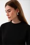 Organic Cotton Paneled Women's Black Long Sleeve Blouse - 4