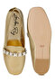 Women Metallic Diamante Strap Loafers in Gold - 5