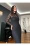 Black Long Lace Dress - 3