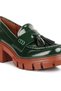 Women Dark Green Tassels Detail Chunky Loafers - 5