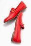 Women's Genuine Leather Loafers Crystal Buckle Detail Casual Shoes Red Porto Color-Match Leather Lining - 8