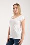 Women's Corded Fabric Ribbed Knit V-Neck Short Sleeve Comfortable Fit Stylish Basic Daily T-Shirt 6004 - 5