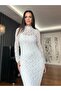 Ecru Long Lace Dress - 4