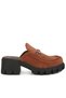 Women Velvet Slip On Loafers in Tan - 2