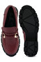 Women Burgundy Chunky Platform Loafers - 4