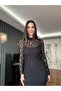 Black Long Lace Dress - 2