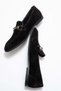 Women's Genuine Leather Loafers Buckle Detail Casual Shoes Black Suede Livia - 7