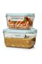 2 Pcs Square Borosilicate Glass Containers with Leak Proof Airtight Lid BPA Free