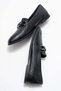 Women's Genuine Leather Loafers Crystal Buckled Casual Shoes Black Milano - 8